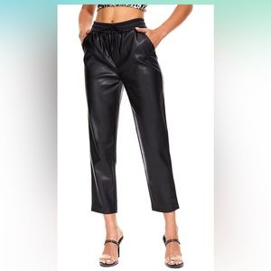Tagoo black faux leather drawstring pants. Ankle length. Size L.
